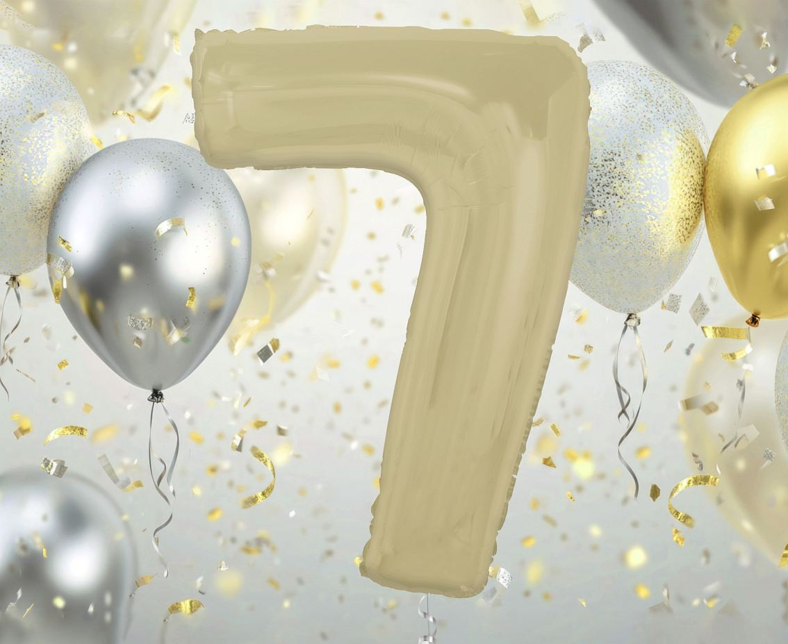 Foil balloon number 7, matt latte, 92 cm EOL